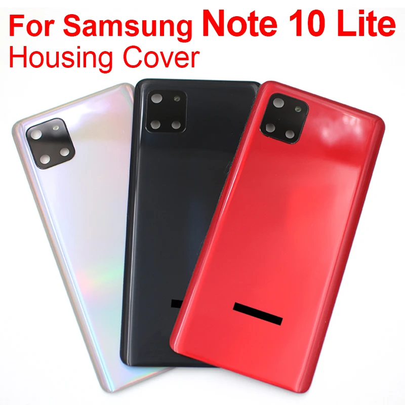 

Original For Samsung Galaxy Note 10 Lite N770F DS N770 Glass Battery Back Cover Door Housing Replacement Case With Camera lens