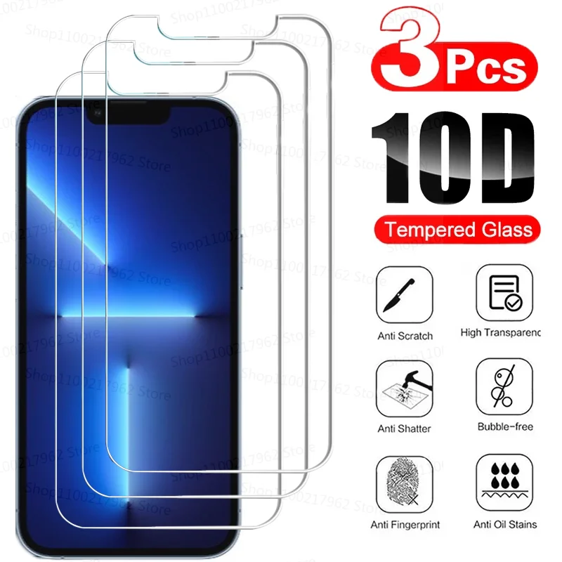 

3PCS Tempered Glass for iPhone 14 13 12 11 Pro XR X XS Max Screen Protector on iPhone Mini 13 12 SE 7 8 6 6S 5S Plus Glass Film
