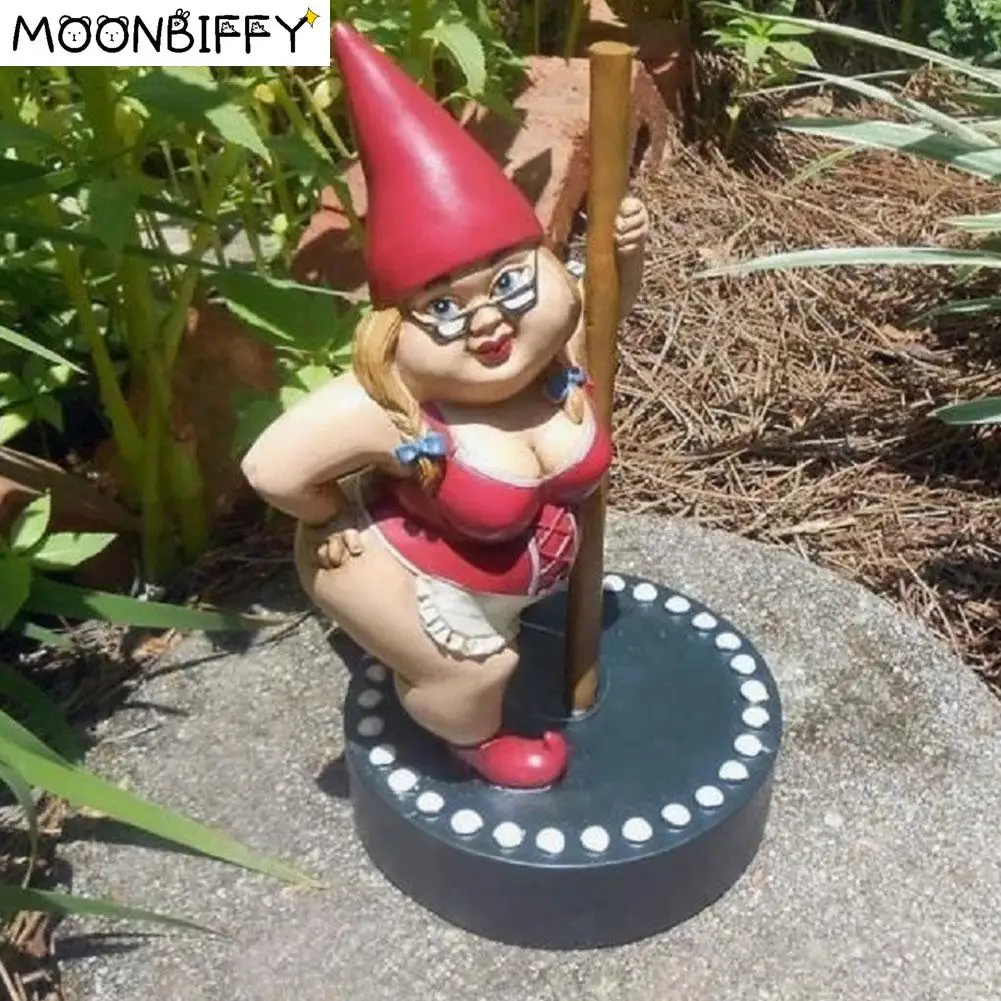 

1Pcs Sexy Funny Cartoon Pole Dancing Gnome Statue Garden Decoration Resin Dwarf Indoor Outdoor Sculpture Garden Yard Lawn Decor