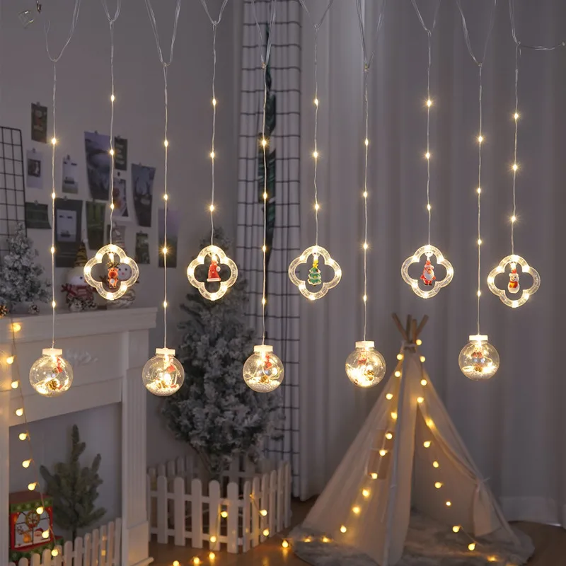 

USB/EU Plug Operate Festoon Christmas LED Light String Fairy Curtain Garland for New Year Home Bedroom Decoration 2023 Navidad