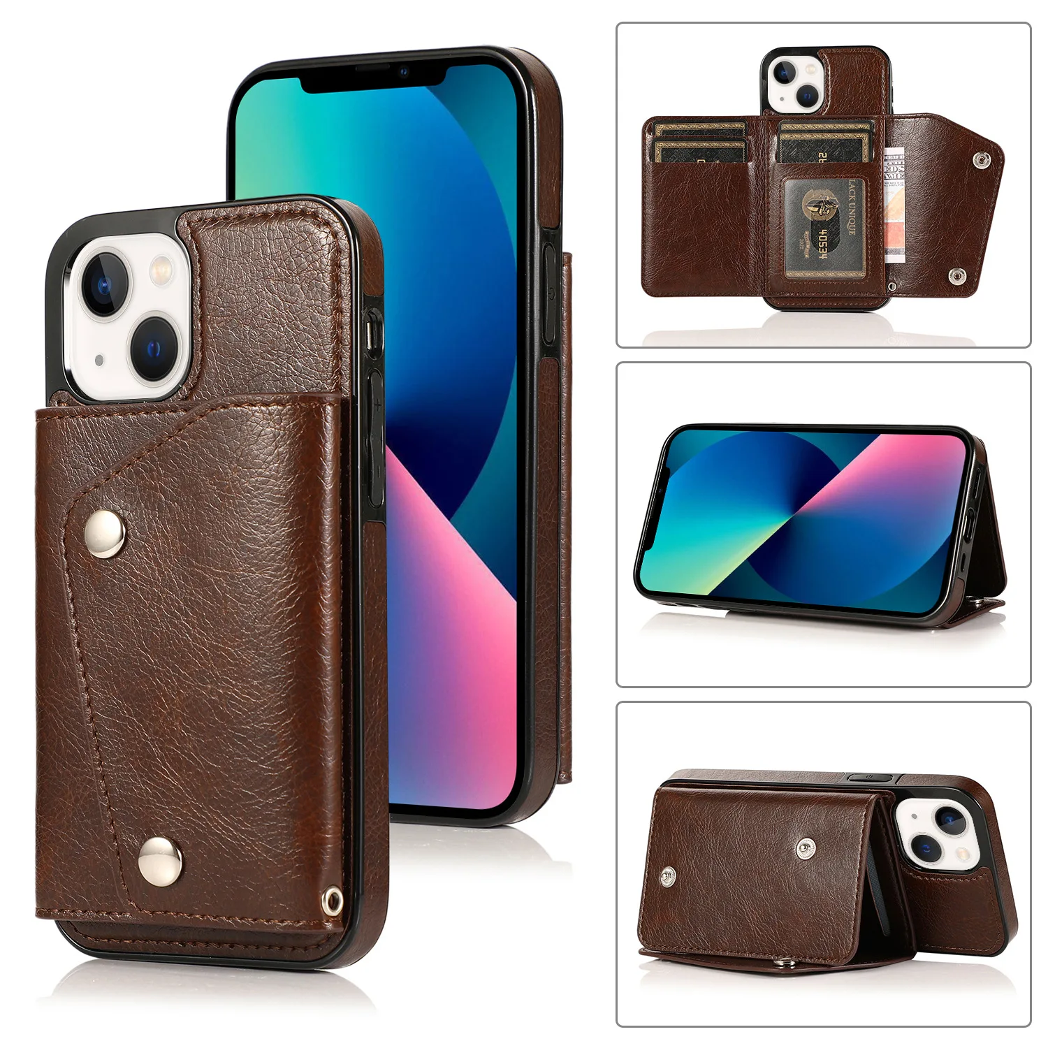 Cord clip pocket back cover shell for iPhone 14 pro max case shell for iPhone X Xs 11 12 13 Pro Max mini SE 6 7 8 Plus case