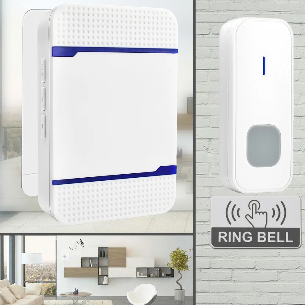 

Volume Wireless Doorbell Transmitter Receiver Home Door Bell Set With 55 Ringtones Doorbell Transmitter Set Long Distan