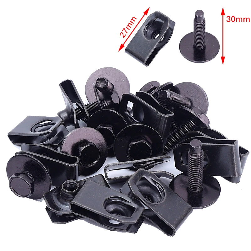 

Болт с шестигранной головкой M6x30 мм и U-образной зажимной гайкой, автомобильный бампер, крыло, защита двигателя, крепеж под корпусом, автомобильный винт из углеродистой стали, прокладка