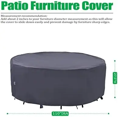 

Outdoors Outdoor Furniture Covers, Waterproof UV Resistant Anti-Fading Cover for Large Round Table Chairs Set, Grey, 84 inch Di