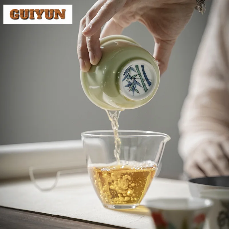 110 мл ручная роспись Бамбук Искусство Gaiwan креативный синий и белый чайный тюрен