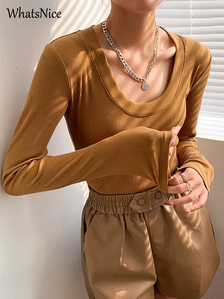 

Korean Fashion Casual Exposed Clavicle Woman Tshirts Women Sexy Tops Female Lady Aesthetic Basic T-shirt Beautiful Women Clothes