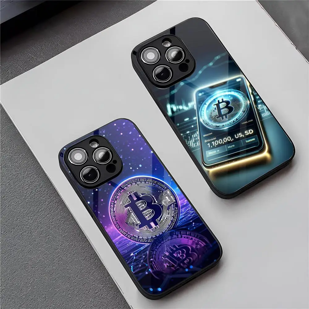 Чехол для телефона Bitcoin Ethereum Art MINISO IPhone 15 Pro Max 14 12 11 13 Mini X XR XS 16 Plus SE 2020 стеклянная