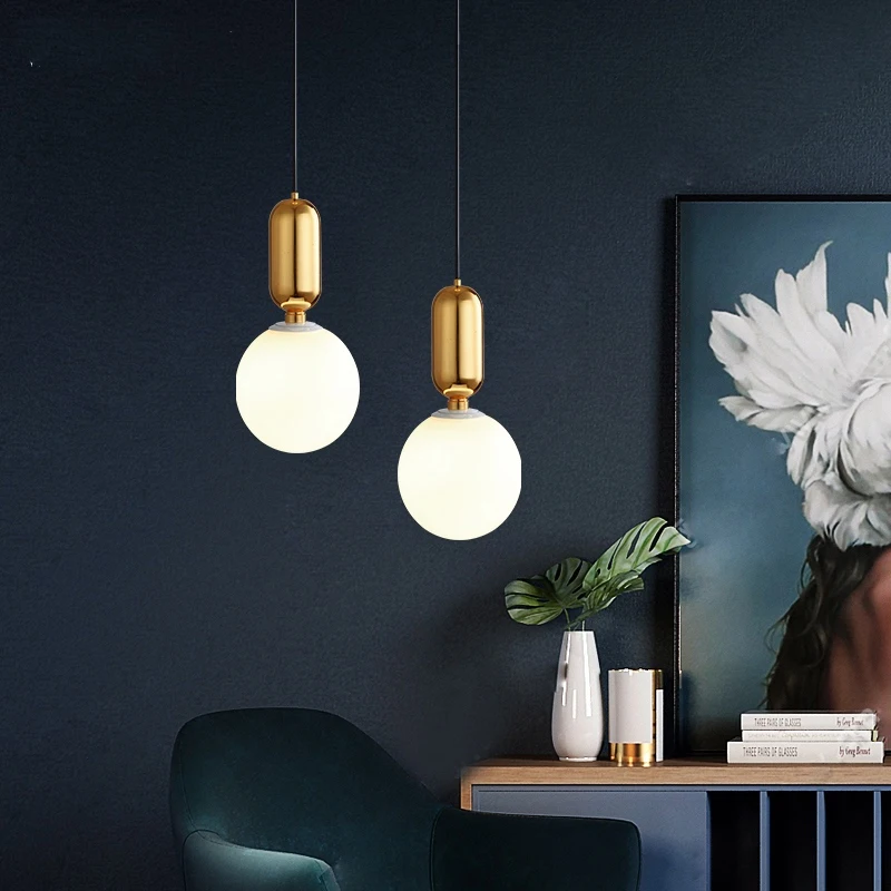 

Алюминиевый Матовый подвесной шар в скандинавском стиле светильник стеклянный абажур для гостиной, спальни, железная комнатная декоративн...