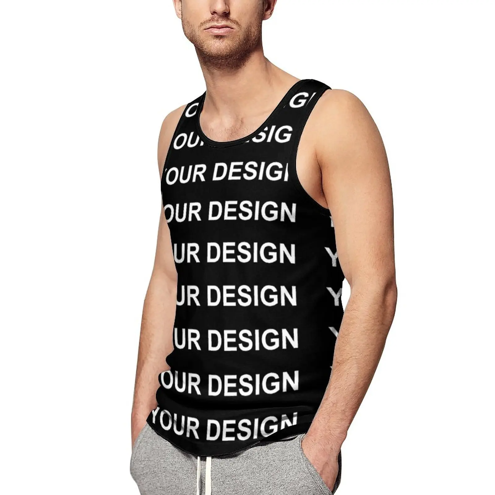 

Майка мужская с принтом на заказ, облегающая Повседневная рубашка без рукавов, для бодибилдинга, индивидуальный пошив