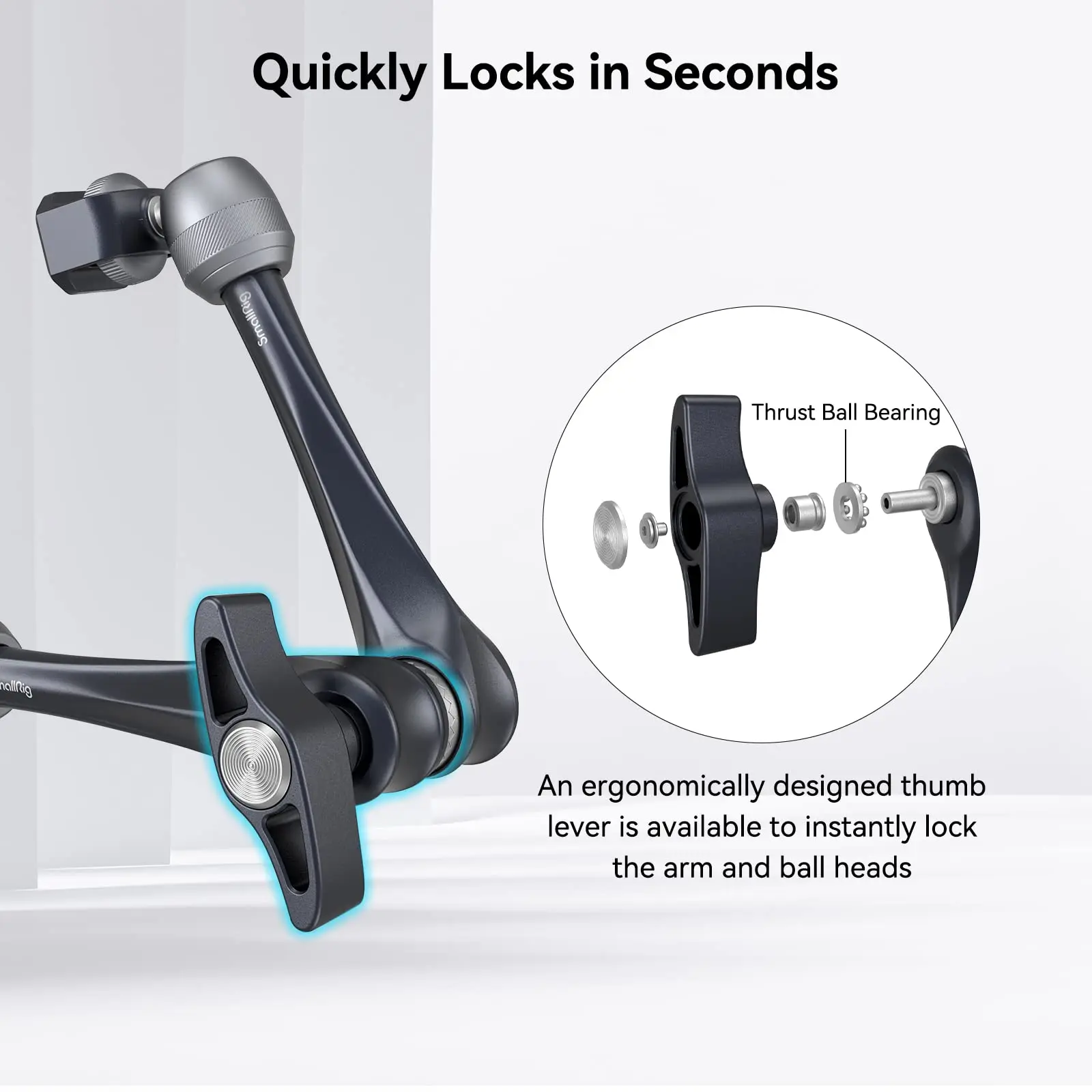 Фото Рукоятка с розеткой SmallRig, 11 дюймов, регулируемая на 360 °, волшебная рукоятка для монитора DSLR, светильник ка, аксессуары для Светодиодный меры,... №2
