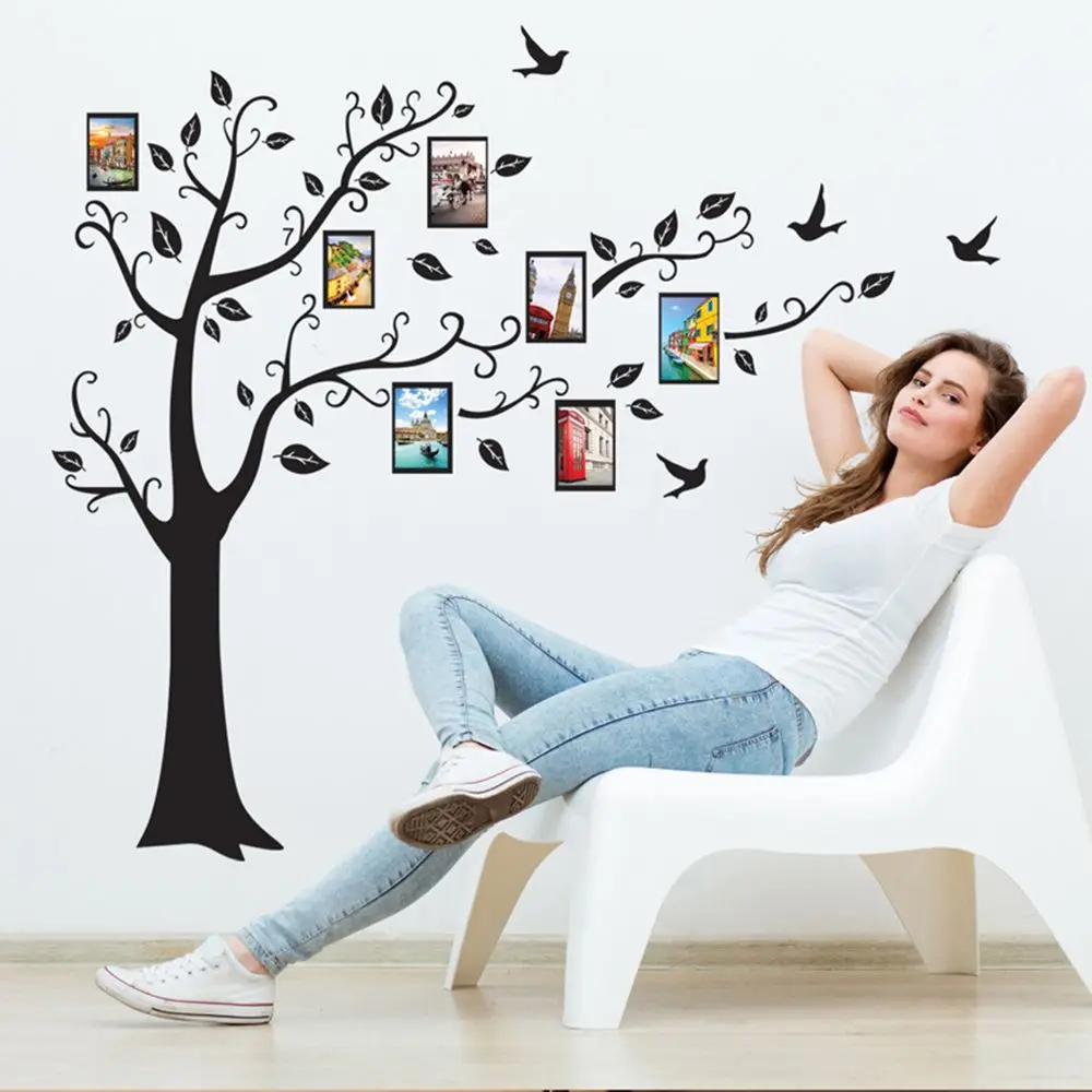 Настенные 3D наклейки сделай сам из ПВХ с изображением дерева большие черные