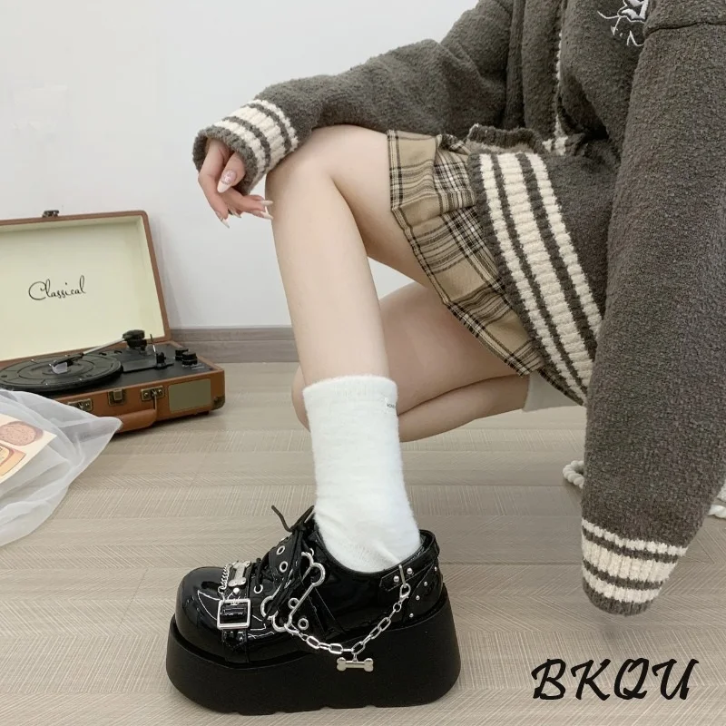 BKQU рок Спайс панк Темный JK Милая крутая шнуровка Пряжка Готический Маффин