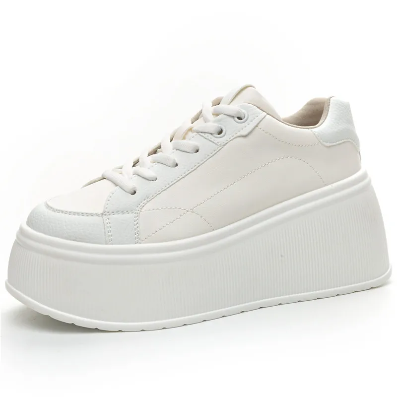 CLAIAMI Женская кожаная обувь на толстой подошве резиновые модные женские кроссовки