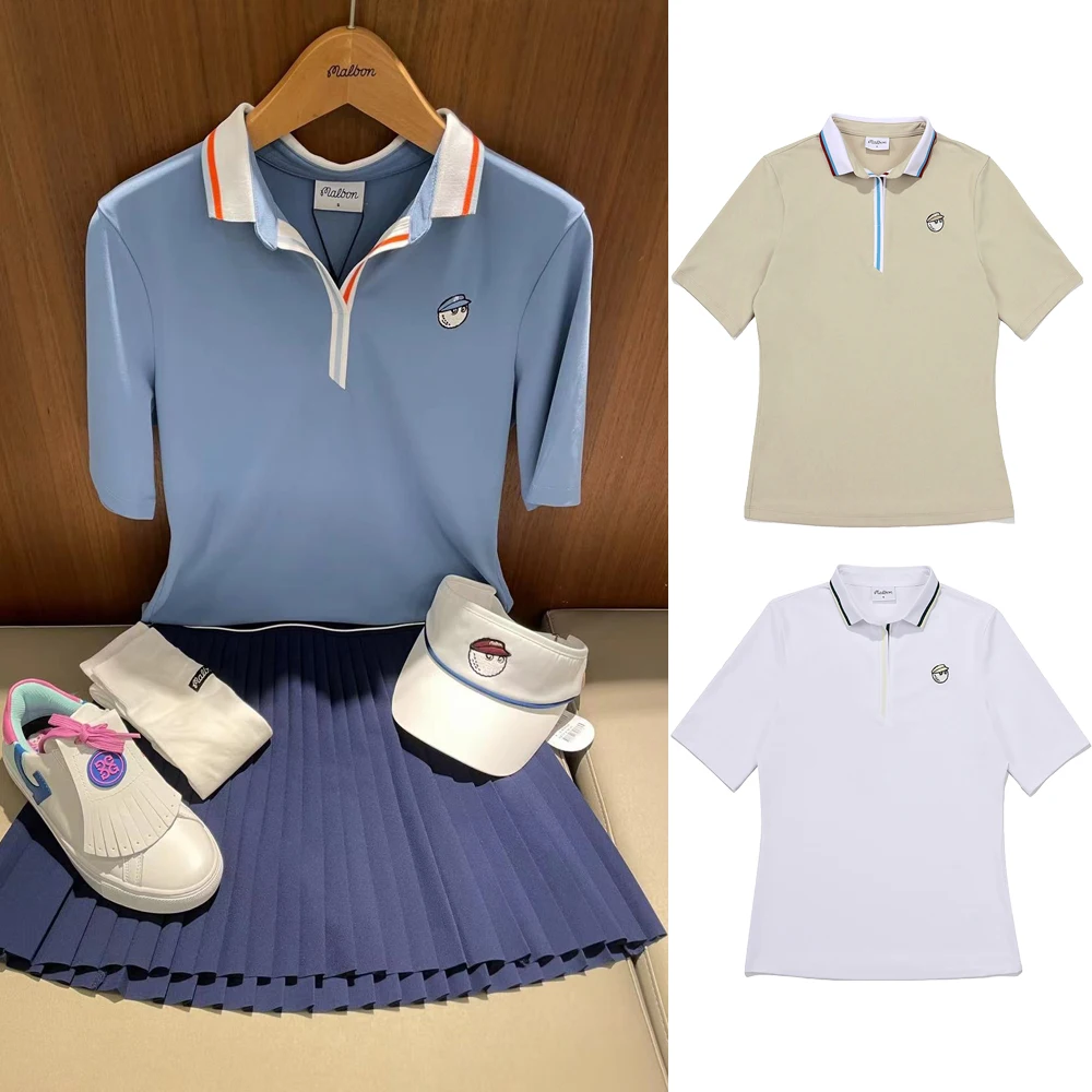 

Golf Short Sleeve Wome's Fashion Y-neck Polo Shirt Sports Quick Dry Golf Top