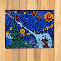 a0817 van goghs masterpiece paintings starry sky brooch romantic illusion artworks sunset mountain village enamel pins jewelry
