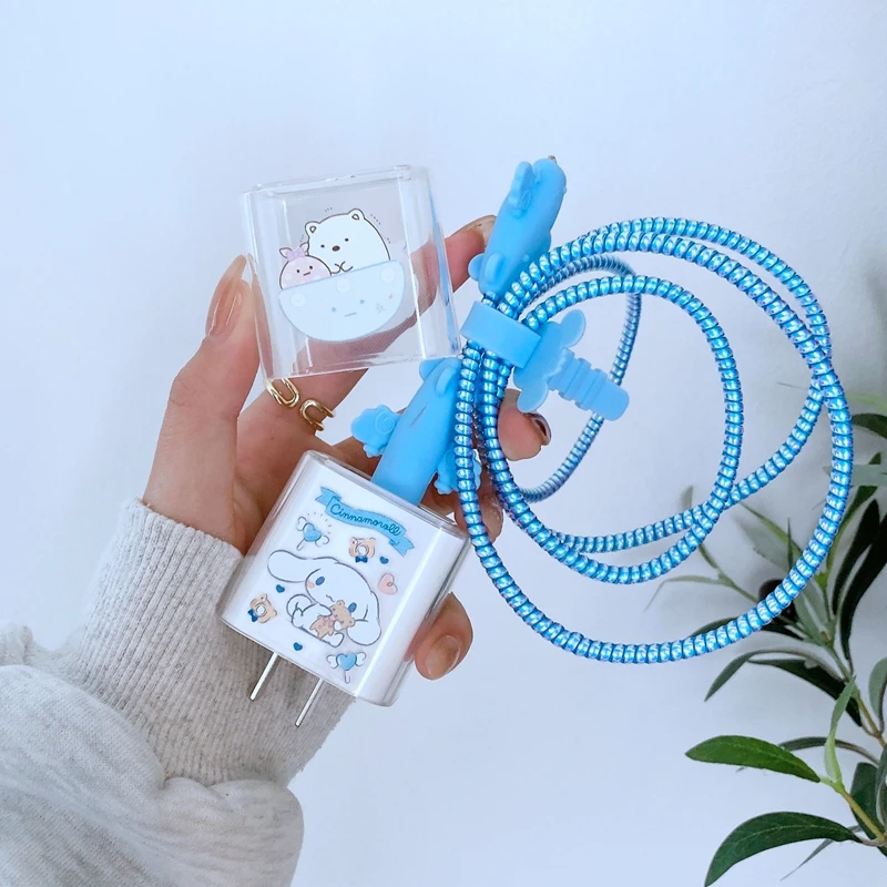

Cartoon Dog Cable Protector For iPhone 12 Fast Charging 18/20W Cover USB Data Cable Line Protection Spiral Cable Protector Cover