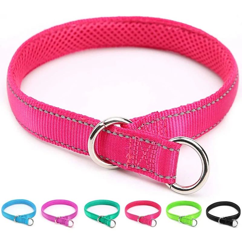 

Reflective Dog Collar Pet Slip Choke Collars for Small Medium Large Dogs Soft Comfy Nylon Mesh Padded Training P Chain Collar