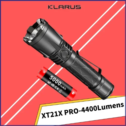 Тактический светодиодный фонарик Klarus XT21X Pro, 4400 люмен, двойной хвостовой переключатель, перезаряжаемый микро-USB, с батареей 21700, 5000 мАч