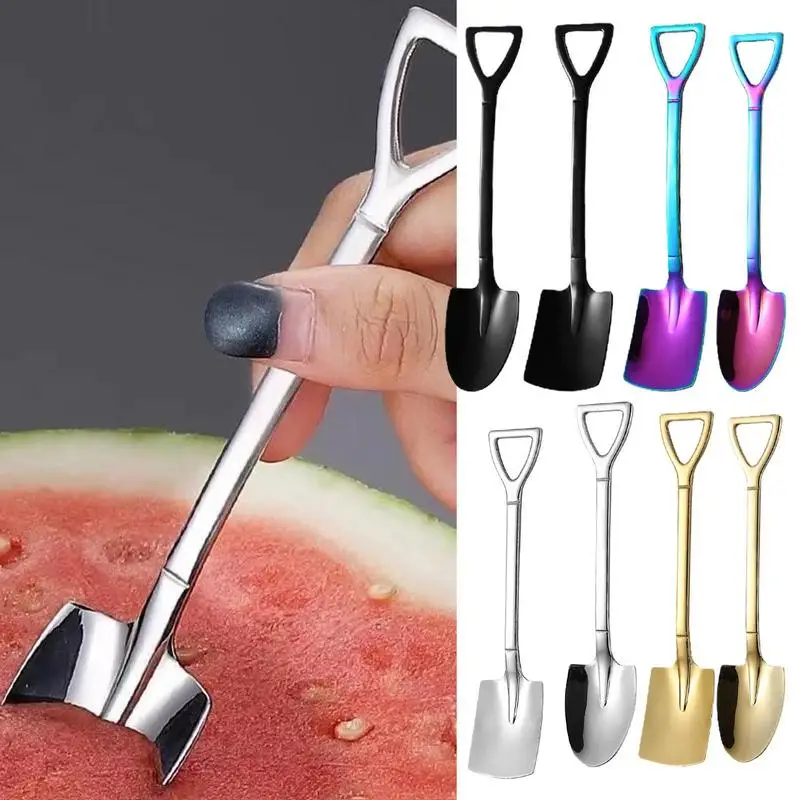 

Stainless Steel Shovel Spoons Ice Cream Dessert Scoop Tableware Shovel Shape Tea Milk Dessert Creative Coffee Spoon For Ice Cre