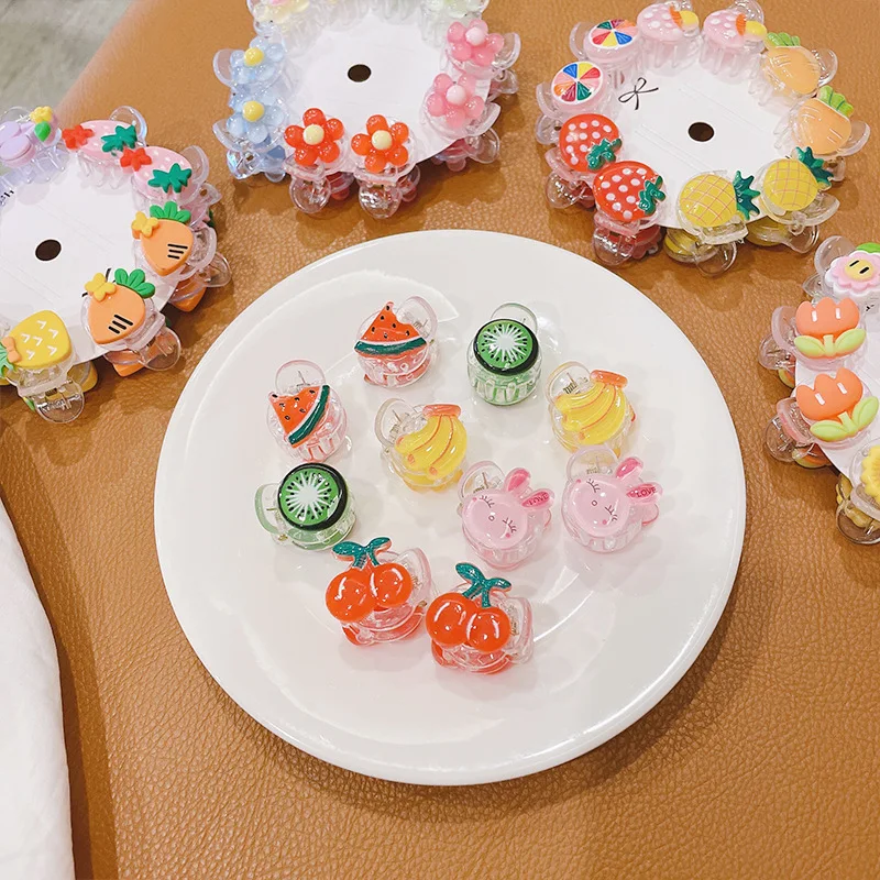 

Заколки для волос Детские в виде фруктов, цветов, животных, 10 шт.