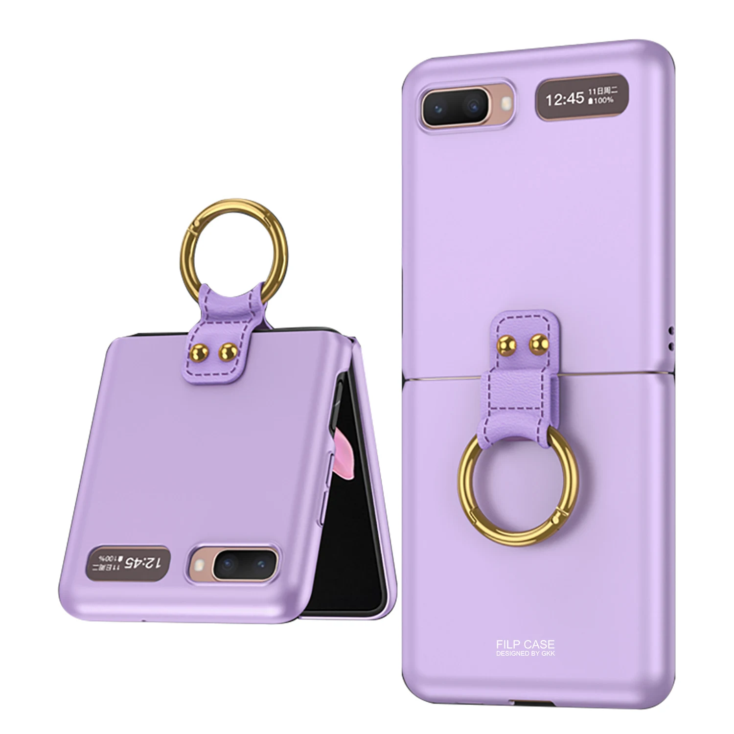 

Case For Samsung Galaxy Z Flip Finger Key Ring Stand Case Matte Ultra Thin Hard Plastic Back Cover for Galaxy Z Flip 5G