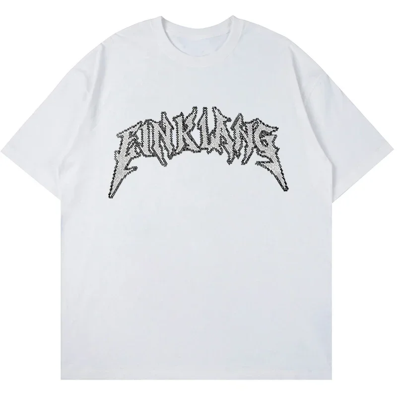 Футболка мужская оверсайз с принтом букв винтажная хлопковая рубашка коротким