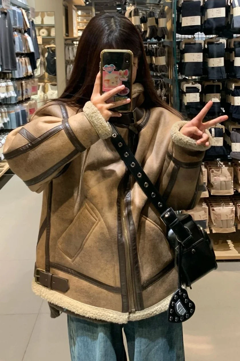 Lamb Fur Plush Coat Women's 2022 Autumn And Winter Thickened Warm High Qulity Oversize Cotton Padded Jacket Women Clothes