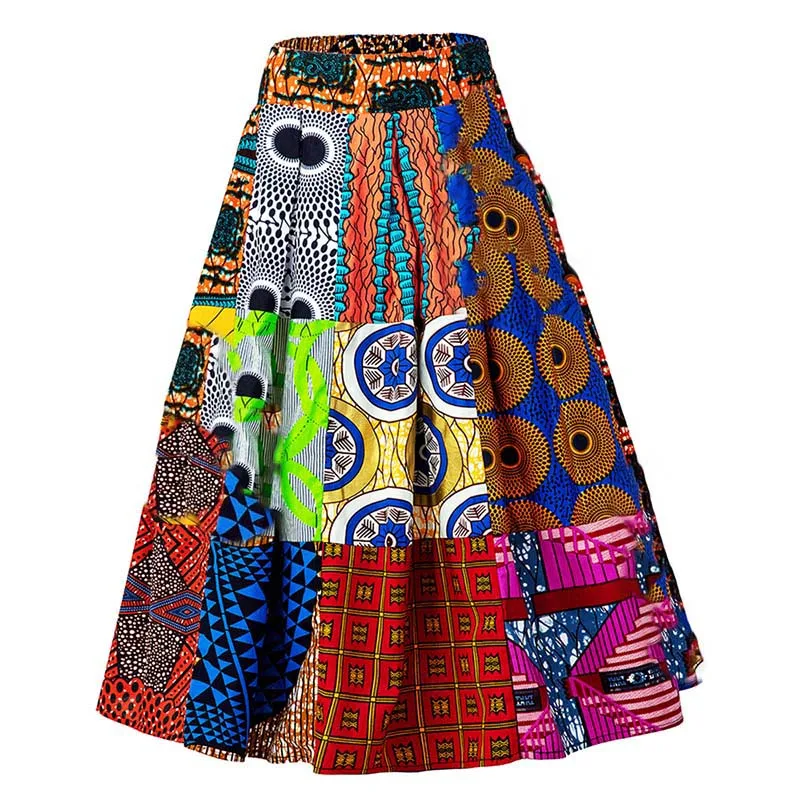 Ankar-ropa africana para mujer, falda con estampado circular, cintura elástica, informal, vestidos africanos