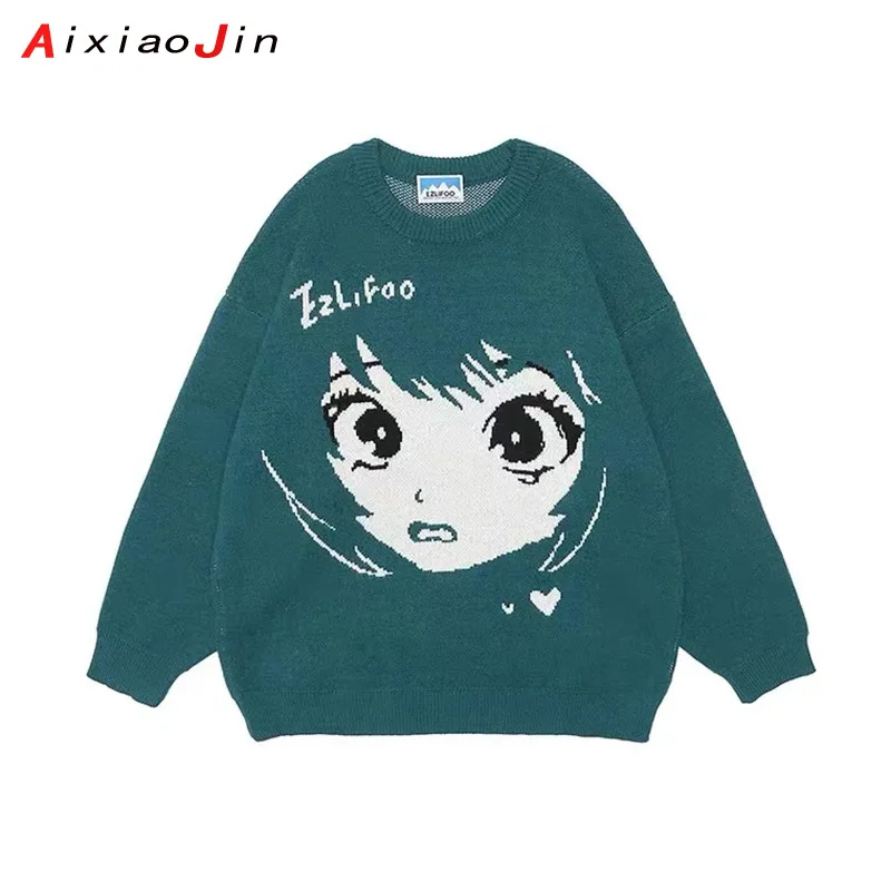 

Women's Sweaters Women's Hip Hop Anime Y2k Aesthetic Kawaii Tops Long Sleeve Pullovers Street Spring Summer Vintage Clothing