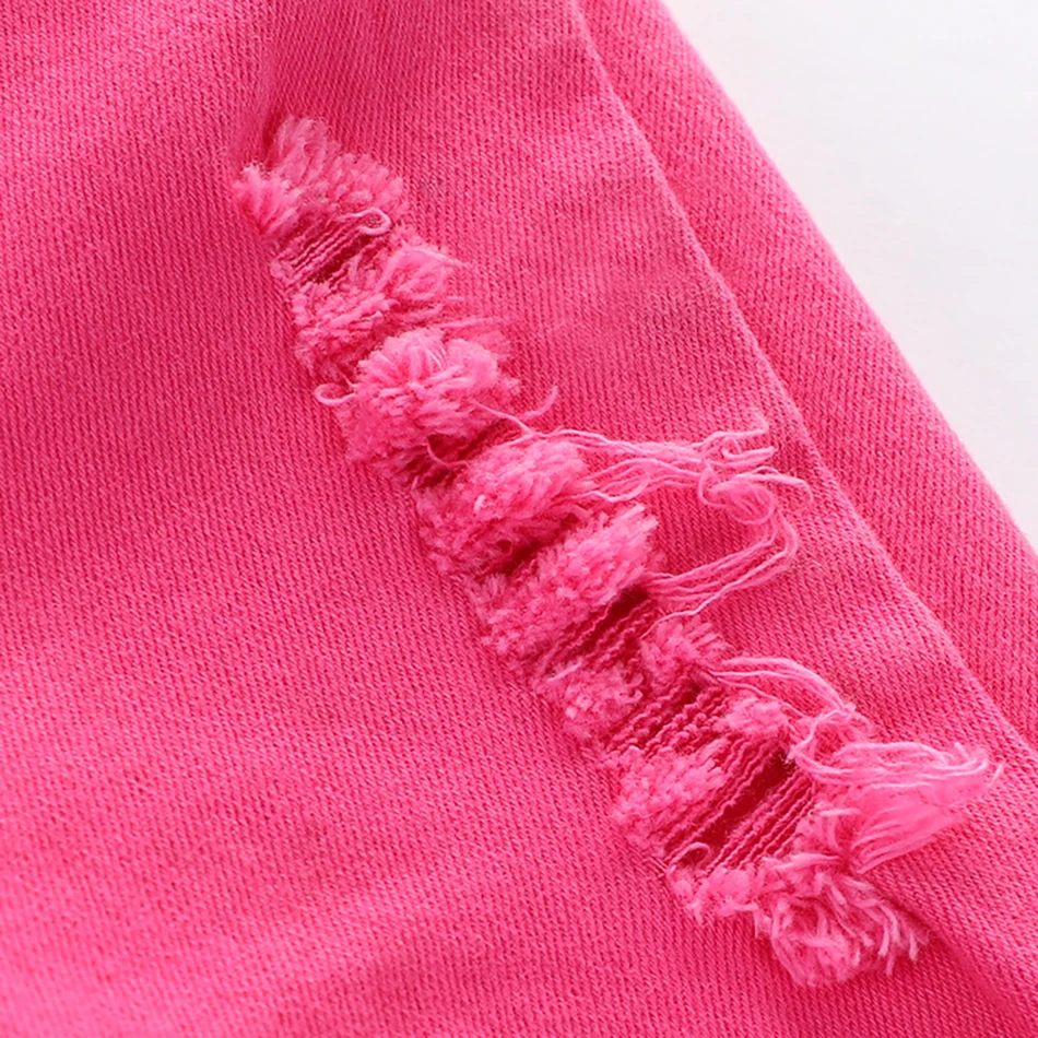 Очаровательные и модные джинсовые расклешенные брюки для девочек с потертостями