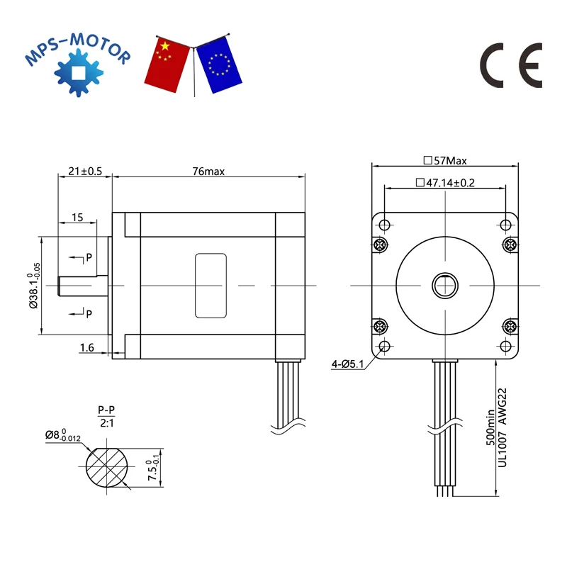 Шаговый электродвигатель Nema 23 2 0 Н/м 3 А