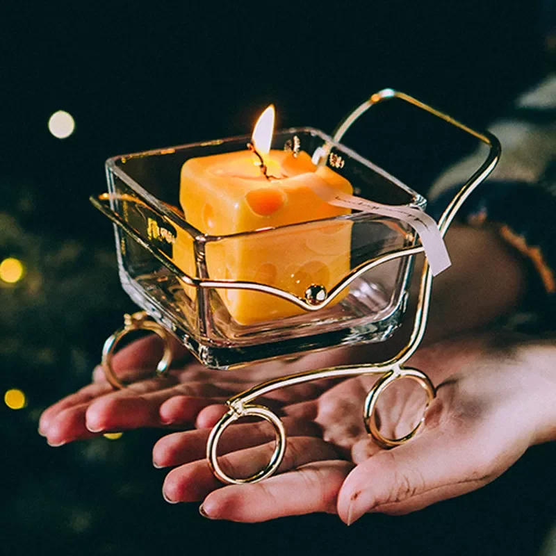 

Vilead Nordic Iron Candle Holder Shopping Cart Shape Gold Plated Metal Candlesticks Living Room Home Porch Desktop Oranment