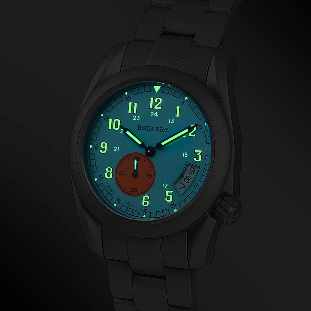 Фото Boderry Field Watch Титановые кварцевые часы VOYAGER 38 Мужские водонепроницаемые часы 100 м Военные спортивные светящиеся деловые наручные часы №3