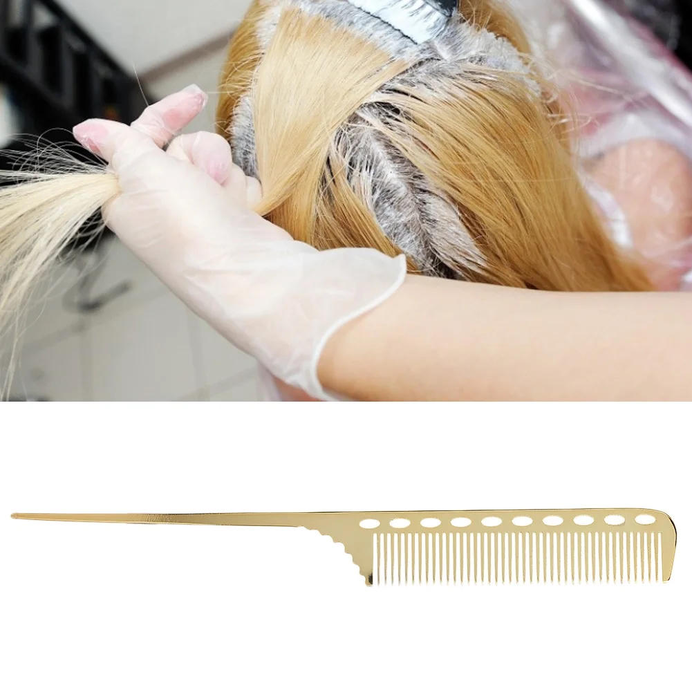

Salon Rat Tail Hair Comb Men Women Styling Comb Professional Barber Aluminum Metal Comb