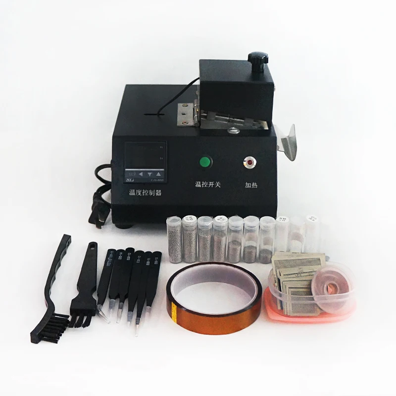 

LY-M700 BGA Reballing Machine Rework Station 29pcs Heated Stencils Kit with Solder Balls ESD Tweezer Brush Insulating Tape