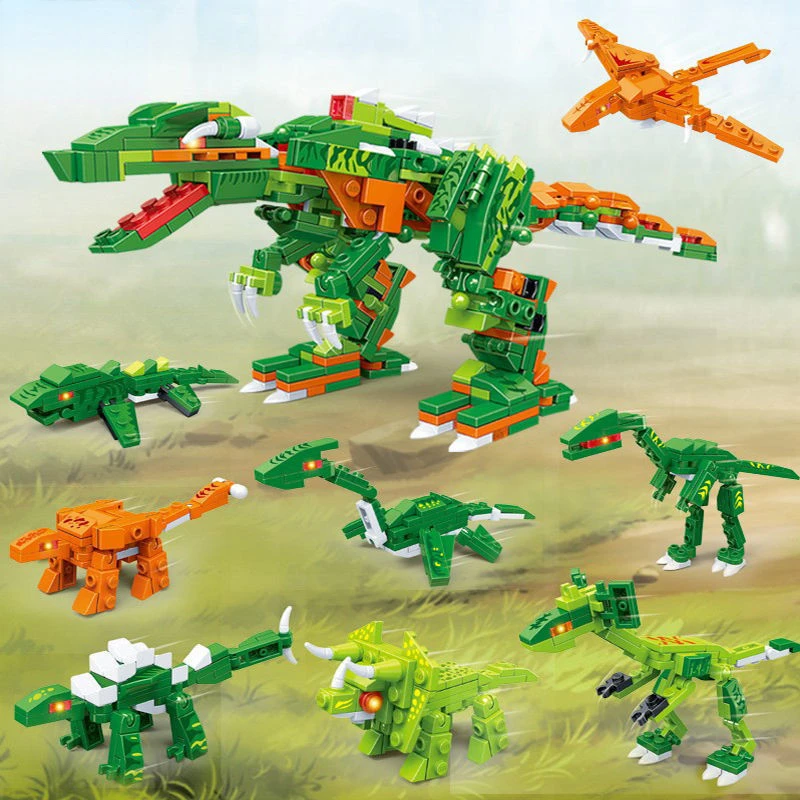 

386pcs 8in1 Jurassic Dinosaur Tyrannosaurus Rex Building Blocks Toy