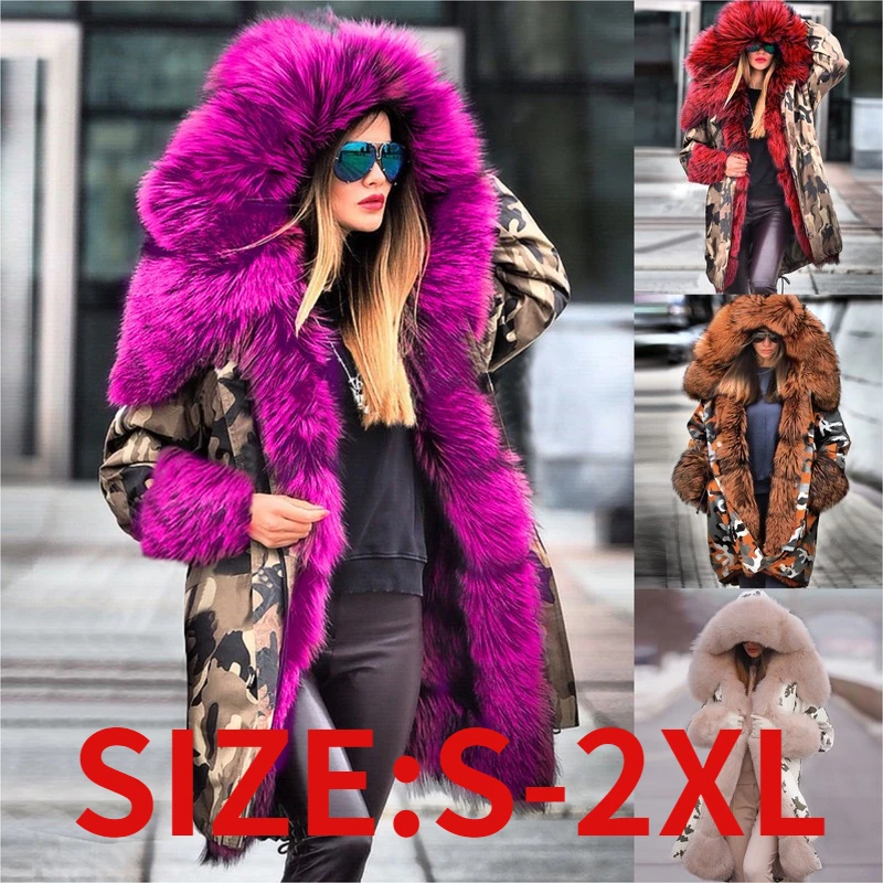 

Women's Thermal Coat Hooded Coat Wool Collar Cotton Coat Winter Thickening Coat