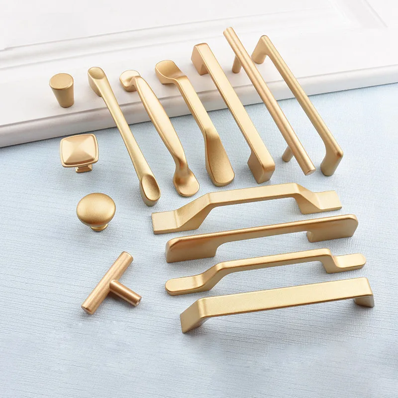 

Матовые золотые ручки для шкафа, твердые ручки из алюминиевого сплава для шкафа, ящика, кухонные дверные ручки для телефона