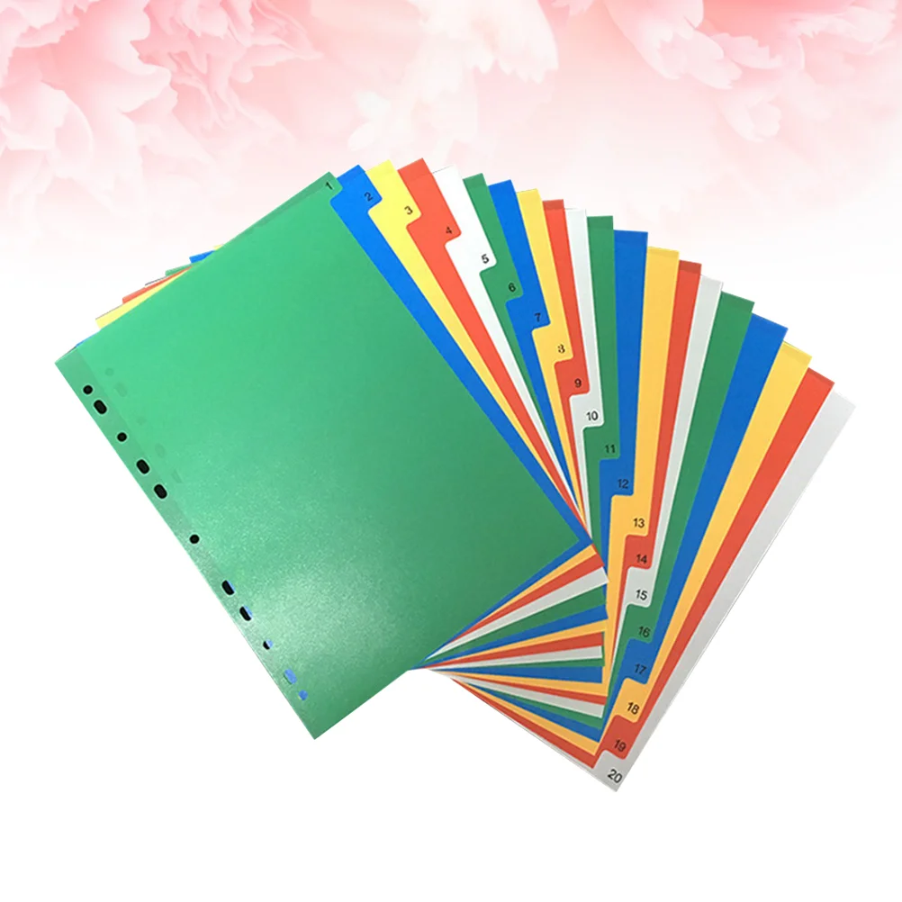 

40PCS A4 Colorful Index Page Classified Lables Plastic Tab Plastic Folders (Color Printed Number)