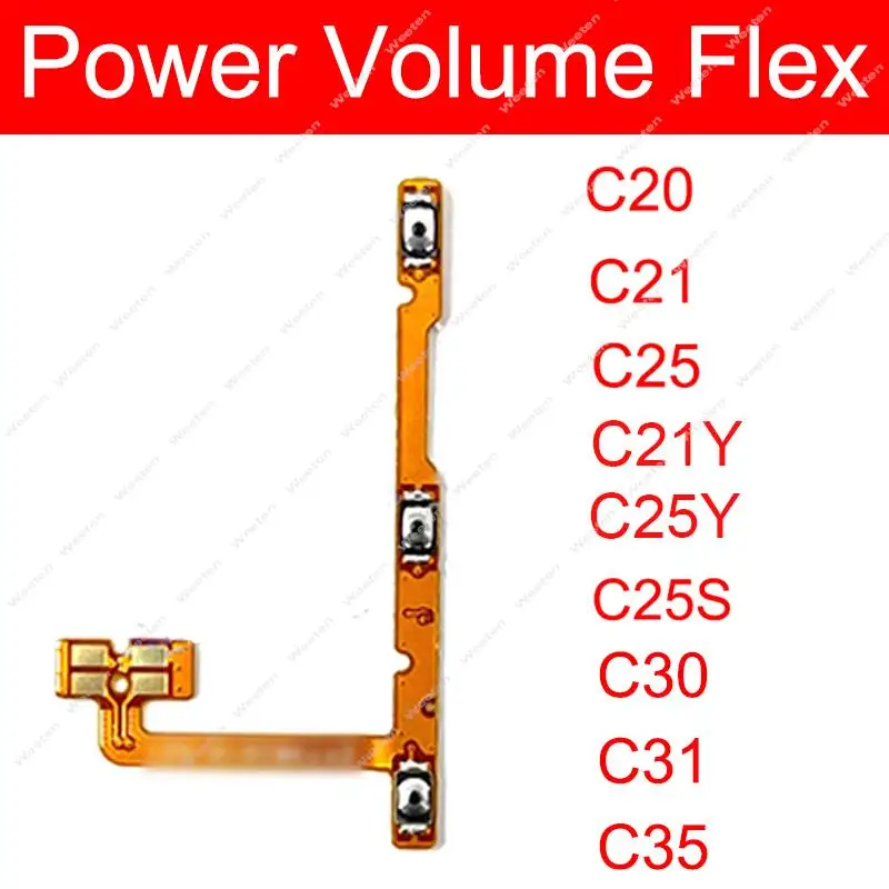Power Volume Flex Cable For Realme C20 C21 C21Y C25Y C25 C25S C30 C31 C33 C35 Side Buttons Power Volume Keys On Off Switch Flex