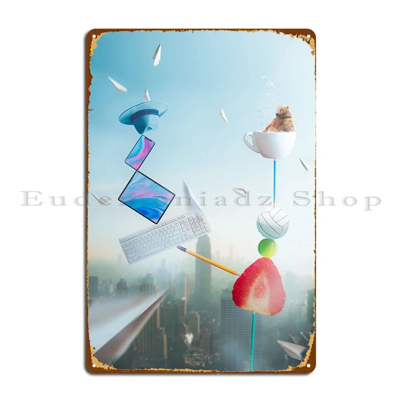 

Наслаждаясь городским металлическим знаком, забавный дизайн, фреска, классическая гостиная, жестяной знак, плакат