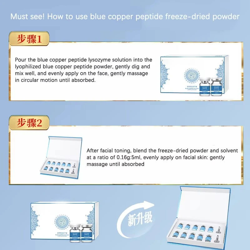 Фото Горячая новинка: Сыворотка с пептидом GHK-Cu Blue Copper для глубокого увлажнения, укрепления, восстановления и повышения эластичности кожи, омоложение, уход за кожей лица. №3