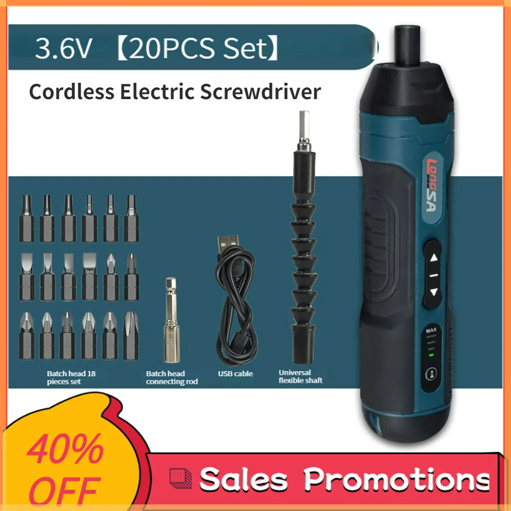 Xiaomi Electric Screwdriver Mini Drill 3.6V echargeable 1300mah Lithium Battery Power Tools Set Household Maintenance Repair