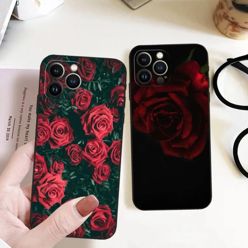 

Rose Phone Case For Iphone 14ProMax 11 13 14 Pro Xs Max Mini Xr X 7 8 6 6s Plus Funda Cover