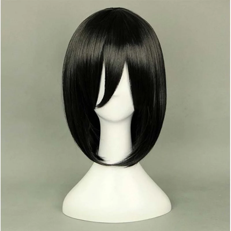 

Attack on Titan Mikasa Ackerman Short Bob Black Heat Wig Heat Resistant Synthetic Hair Cosplay Costume Wig