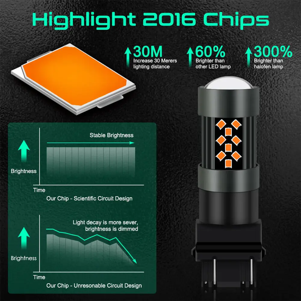 2X 3157 4157 4057 светодиодная Янтарная угловая лампа поворота 42Smd высокая
