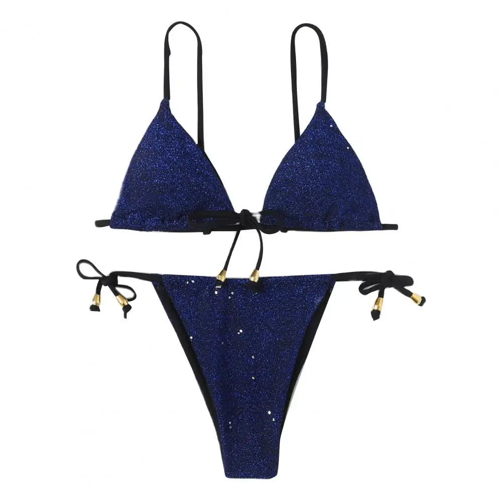 

Popular Triangle Bra Lace-up Thong Swimsuit Women Swimwear Slim Breathable