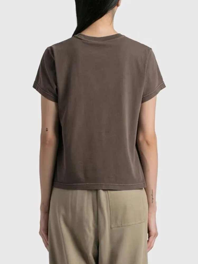 

Women's Bubble Letter Simple Tee Top 2022 New Summer Solid Color All-Match Ladies 100% Cotton Short T-Shirt