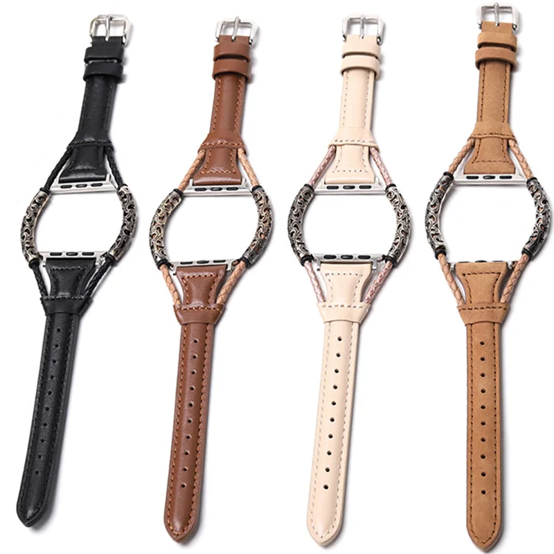 

Ремешок из натуральной кожи для Apple Watch Band 40 мм 44 мм ultra 49 мм 38 мм 42 мм, роскошный браслет для Iwatch series 8 7 6 5 4 3 SE 41 мм 45 мм