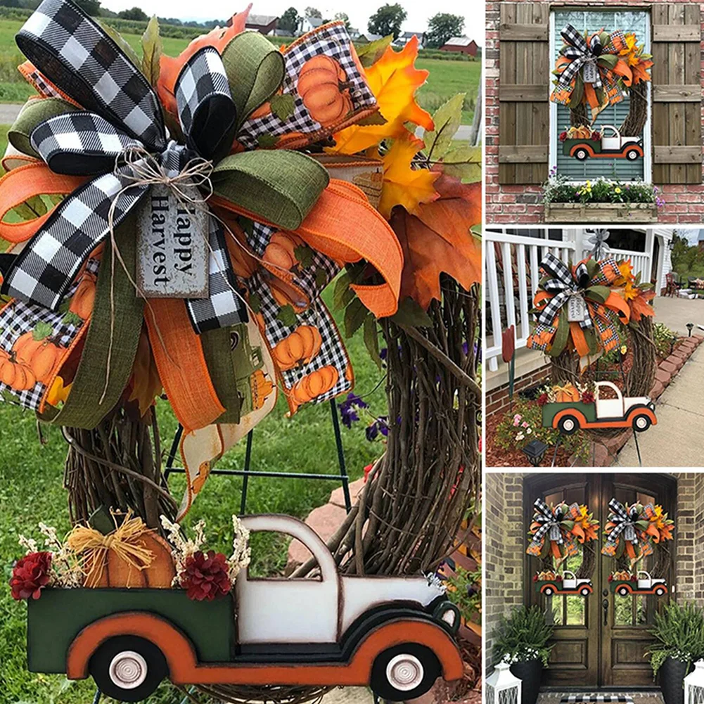 Осенний Венок С Тыквой Микки Хэллоуин Декор Двери Искусственные Змеи Подсолнухи